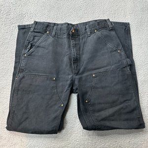 Carhartt Pants Adult 34X34 Black B01 BLK Double Knee Duck Canvas Cargo Dungaree